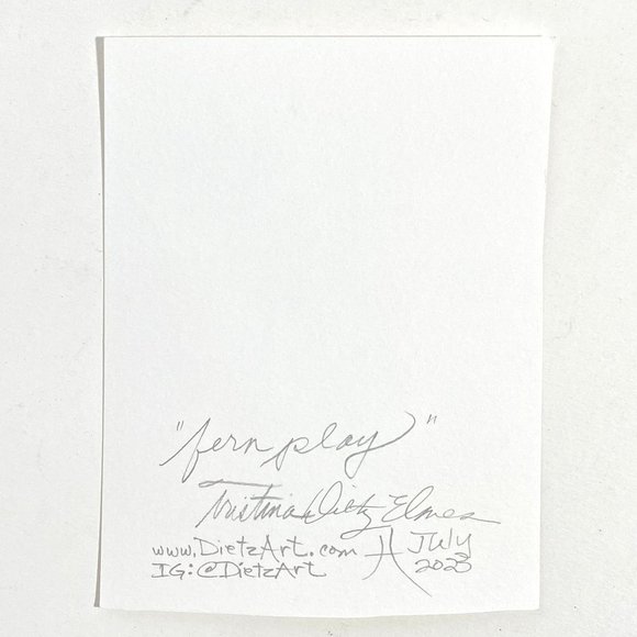 Fern Play - Original Wall Art Watercolor Painting Matted Frame Ready 8x10in - Picture 6 of 6